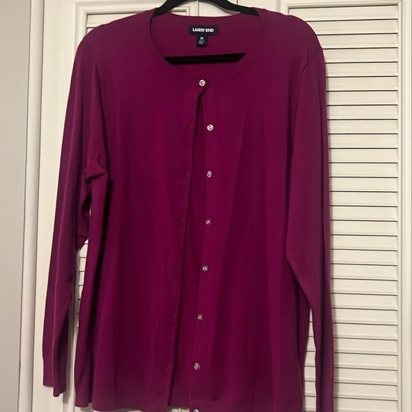 Lands end cardigan size m color burnt Burgundy looks new!!! - Picture 1 of 6